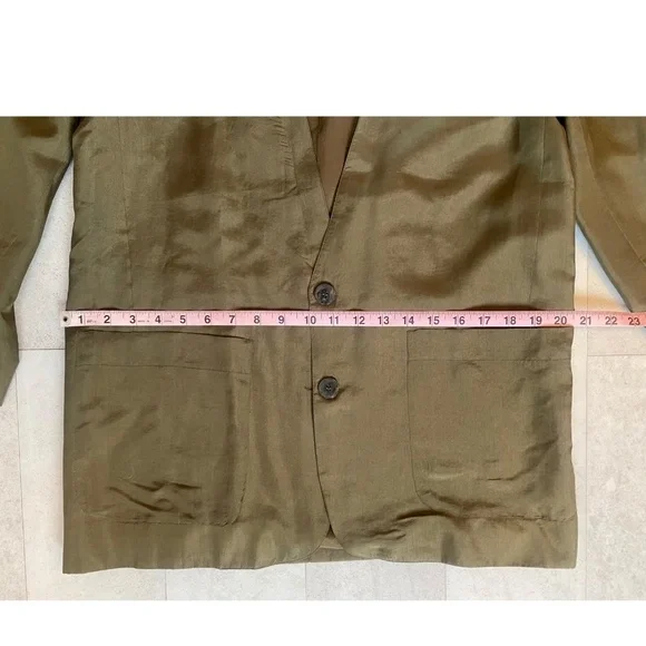 Vintage 90's Express Silk Blazer Olive Green Oversized Blazer - Picture 5 of 8